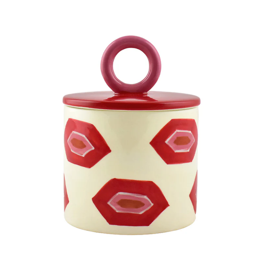 Red and White Storage Jar