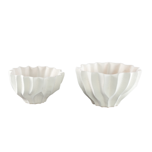 Merc White Ceramic Ribbed Large Vase