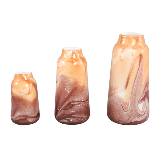Evodie Orange Glass Marble Effect Large Vase