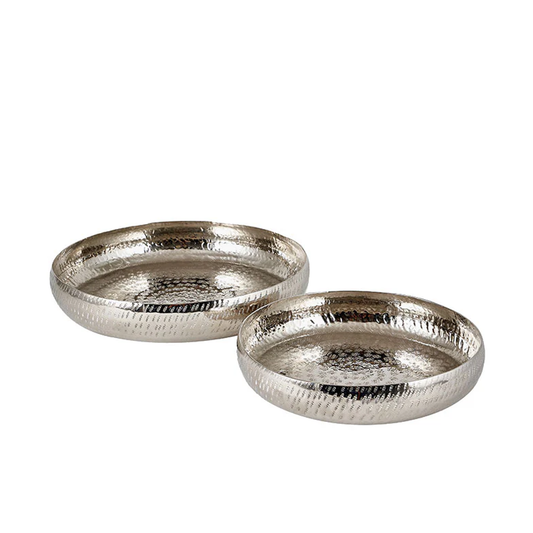 Set of 2 Silver Hammered Metal Bowls