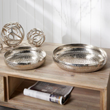 Set of 2 Silver Hammered Metal Bowls Set of 2 Silver Hammered Metal Bowls