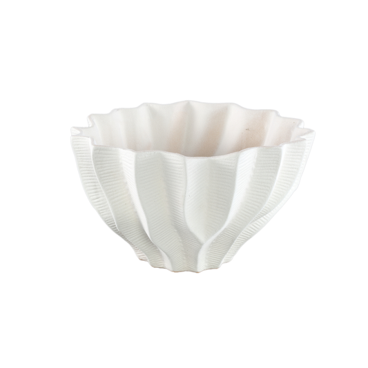 Merc White Ceramic Ribbed Vase