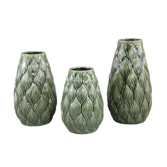 Lesly Dark Green Large Ceramic Vase