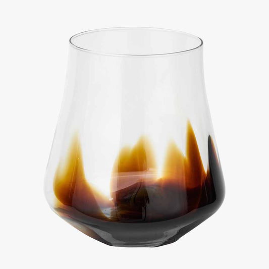 Pecan Brown & Clear Glass Large Vase