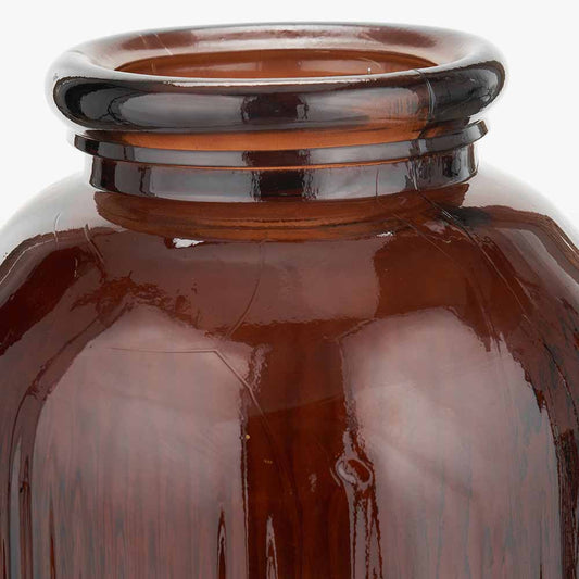Pecan Ribbed Tall Brown Vase