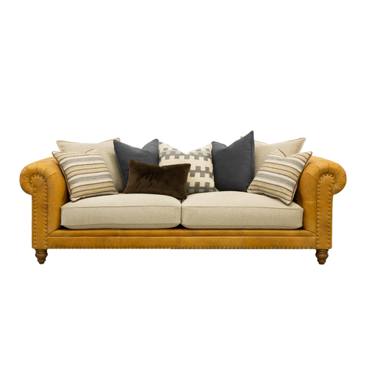 La Prima BLANCA 4 Seater Leather and Fabric Sofa