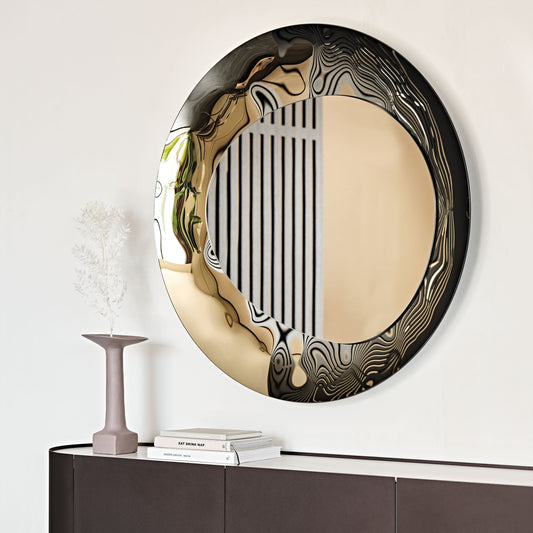 An image of a bronze circular mirror
