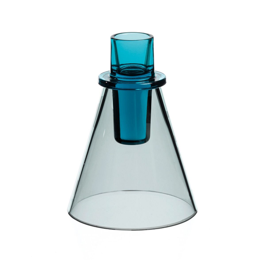 David Mellor | Coloured Glass Candlestick | Teal Smoke