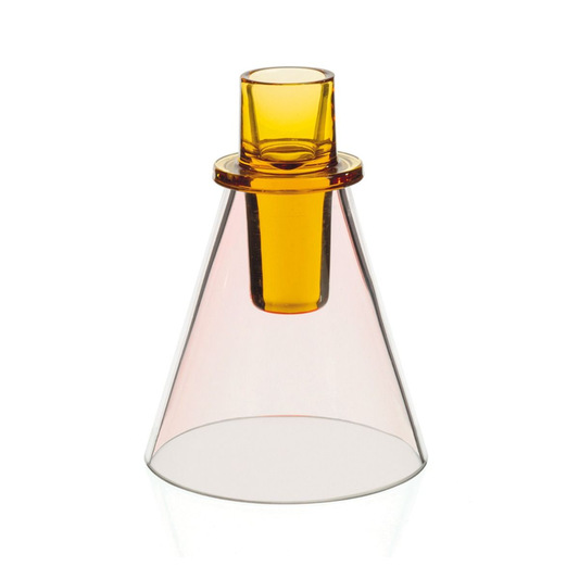 David Mellor | Coloured Glass Candlestick | Amber Pink