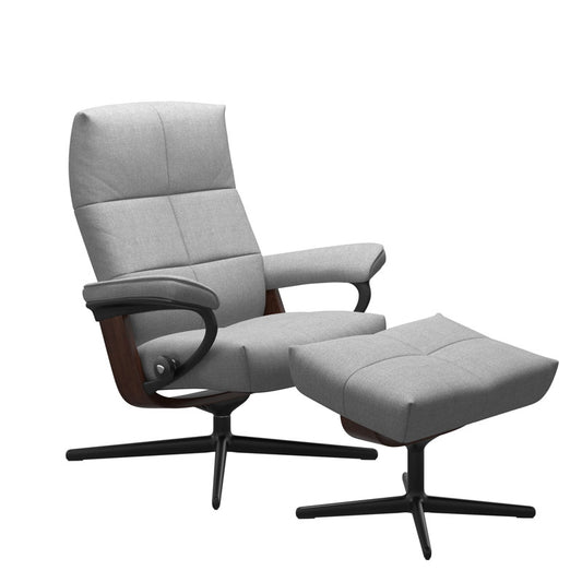 Stressless David Fabric Recliner & Footstool (M) Cross Base