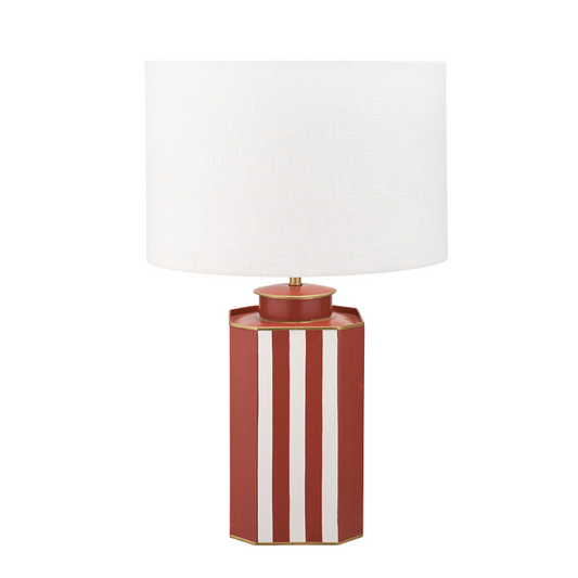 Raya Striped Metal Table Lamp | Cinnamon and White
