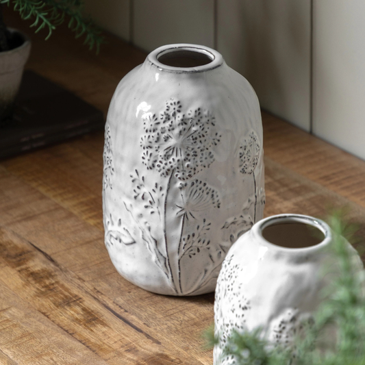 Gallery Direct Meadow Embossed Ceramic Vase Small