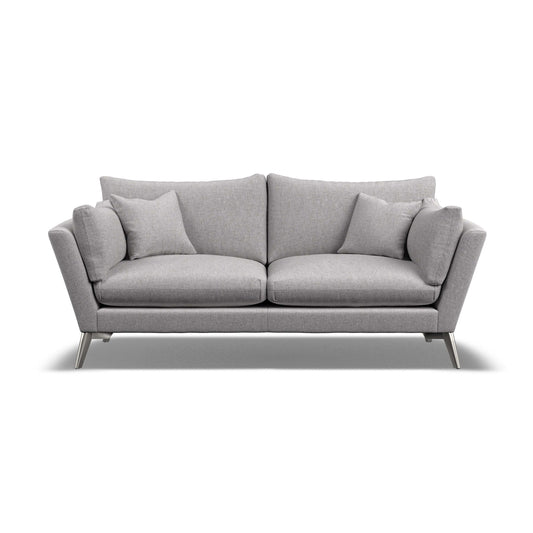 Gray sofa with cushions on a white background