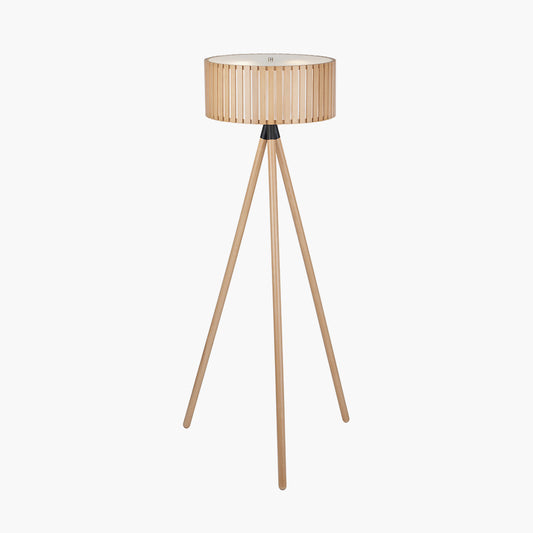 Slatted Natural Wood Floor Lamp