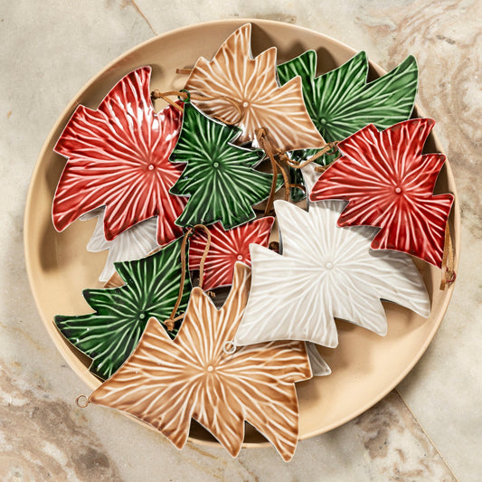 Medium Beige Enamel Christmas Tree Decoration