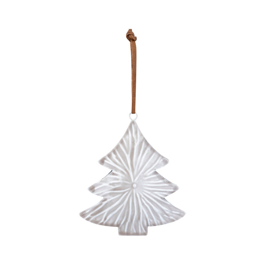 Medium Beige Enamel Christmas Tree Decoration