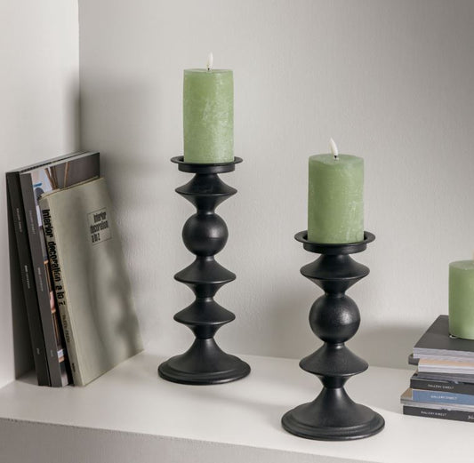 Black Pillar Large Candle Holder
