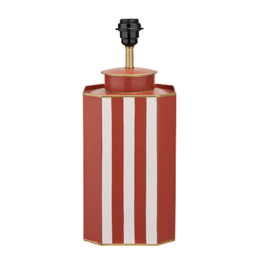 Raya Striped Metal Table Lamp | Cinnamon and White