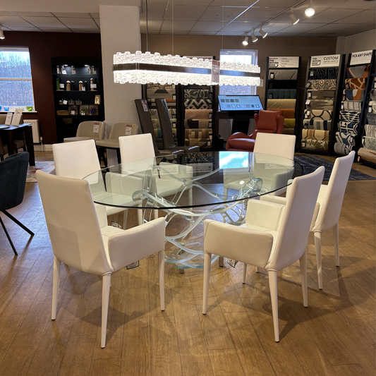 Reflex Neolitico Glass Dining Table and 6 Bella Leather Chairs
