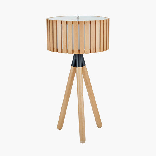 Slatted Natural Wood Table Lamp