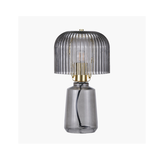 Zandra Grey Ribbed Glass Table Lamp