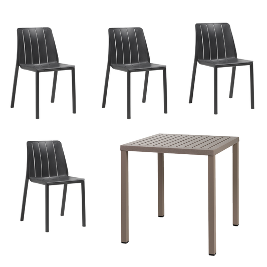 IN-STOCK | Nardi Cube Table & Tiberina Chairs Bistro Set | Torturo & Anthracite