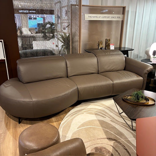 Natuzzi Editions VENEZIA Large Leather Sofa with Curved End