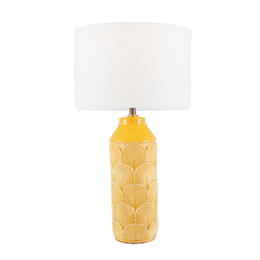 Bethan Embossed Ceramic Table Lamp | Mustard