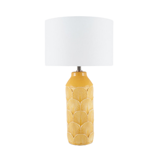 Bethan Embossed Ceramic Table Lamp | Mustard