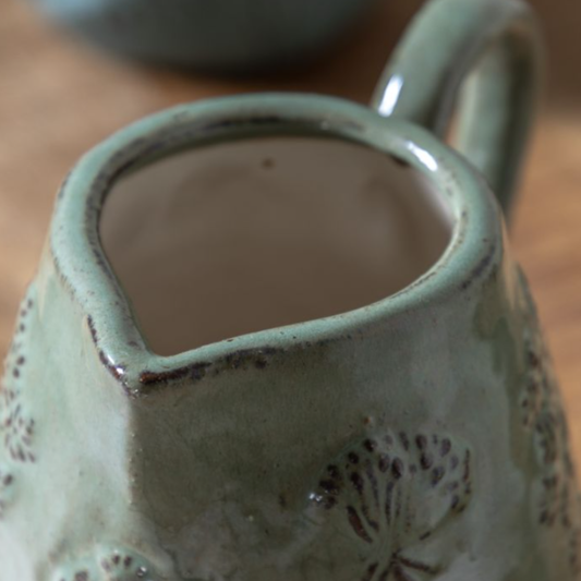 Gallery Direct Meadow Embossed Ceramic Sage Jug
