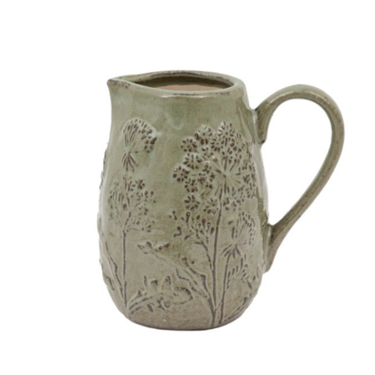 Gallery Direct Meadow Embossed Ceramic Sage Jug