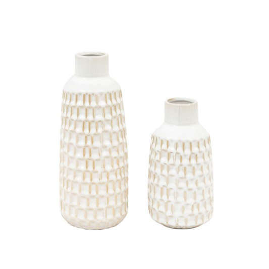 Gallery Direct Reno Reactive Glaze Vase White - Set of 2