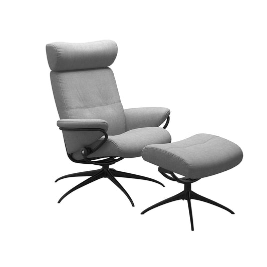 Stressless BERLIN Leather Recliner Chair with Adjustable Headrest and Footstool (M)