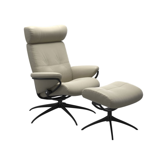 Stressless BERLIN Leather Recliner Chair with Adjustable Headrest and Footstool (M)