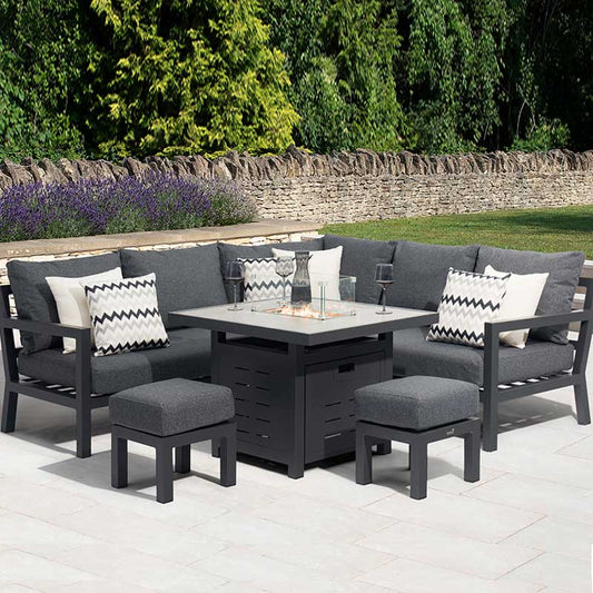 IN-STOCK | La Rochelle Mini Corner Sofa with Firepit Table & 2 Stools Set