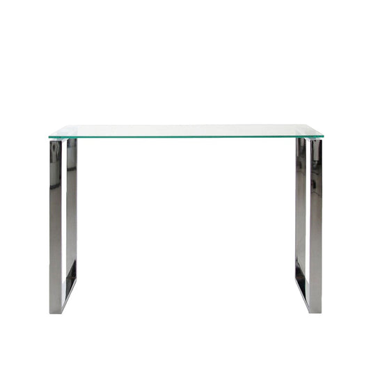 IN-STOCK | CLARA Clear Glass & Chrome Metal Console