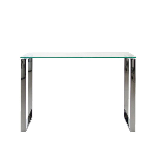 IN-STOCK | Clara Clear Glass & Chrome Metal Console