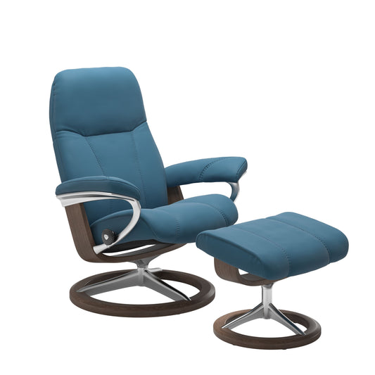 Stressless Consul Signature Leather Chair & Footstool (S)