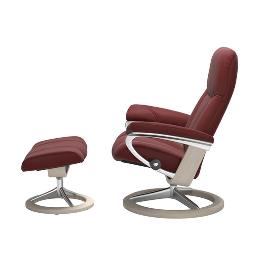 Stressless Consul Signature Leather Chair & Footstool (M)