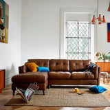 A lifestyle image of the Alexander & James Saddler Chaise Sofa. 