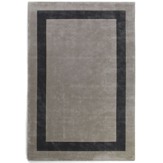 Jacaranda Simla Bordered Rug - Cloudy Grey & Gunmetal