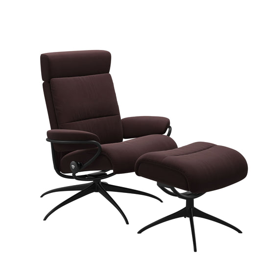 Stressless Tokyo Star Adjustable Headrest Fabric Chair with Footstool