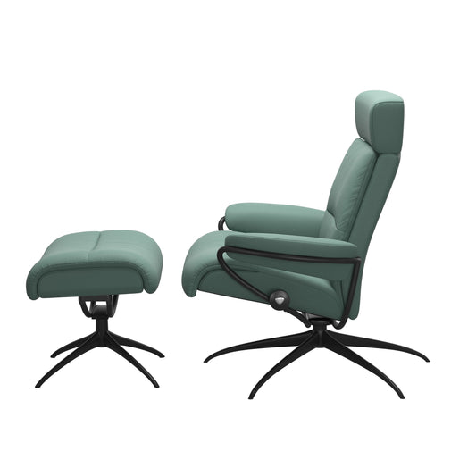 Stressless Tokyo Star Adjustable Headrest Leather Chair with Footstool