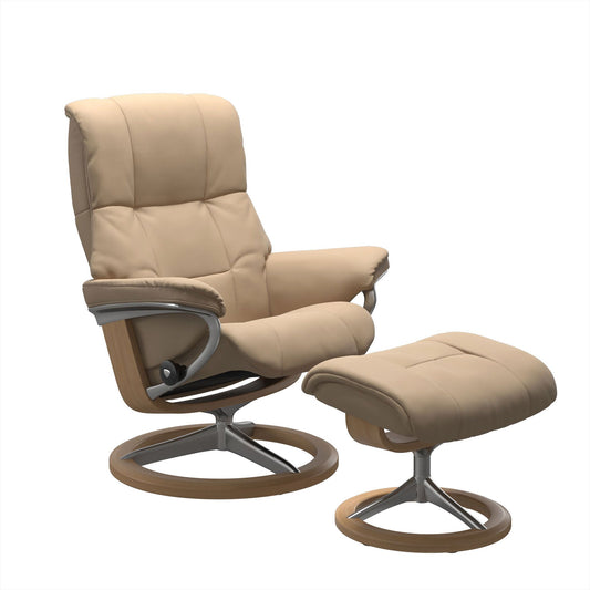 IN-STOCK | Stressless Mayfair Medium Chair and Stool | Beige Leather