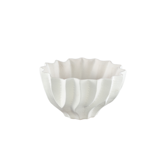 Merc White Ceramic Ribbed Large Vase