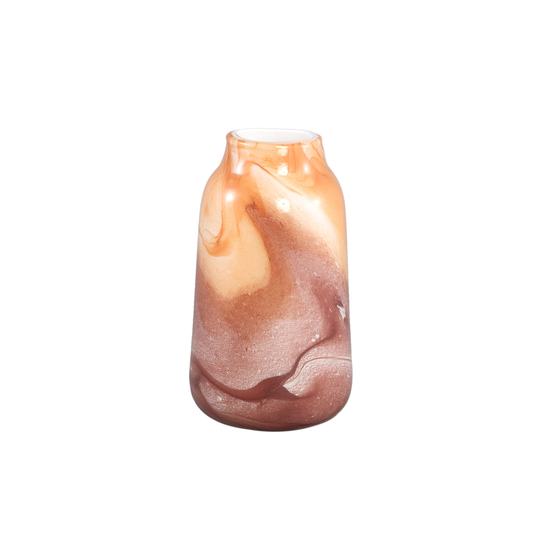 Evodie Orange Glass Marble Effect Small Vase