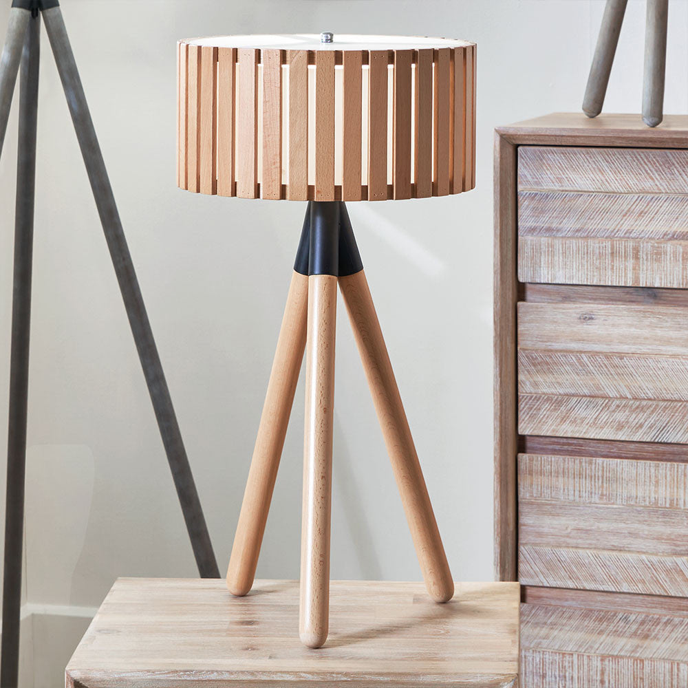 Slatted Natural Wood Table Lamp