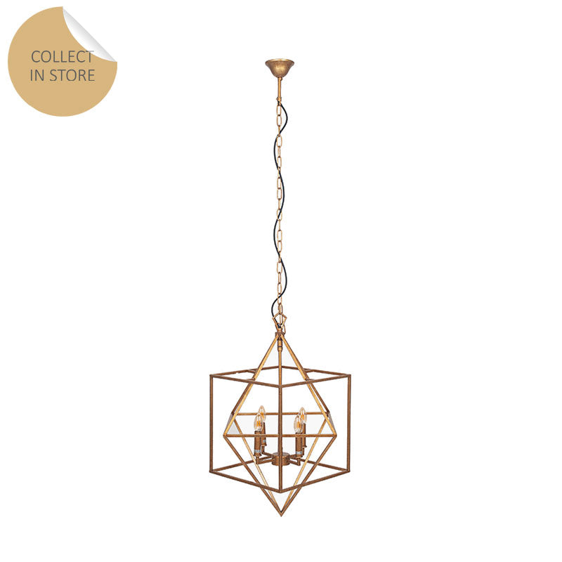 Sirius Antique Gold Cube Pendant