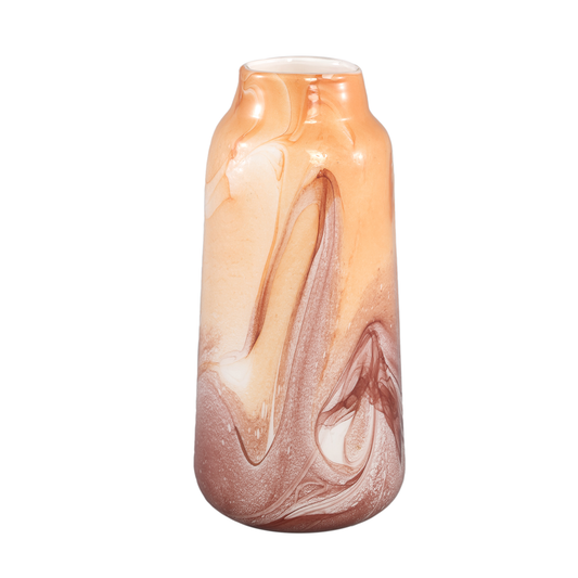 Evodie Orange Glass Marble Effect Large Vase