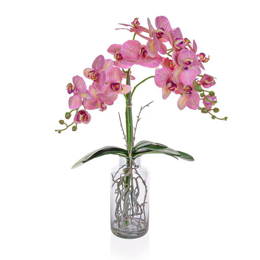 Phal Pink Faux Orchid in Glass Vase